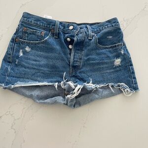 Levi's Blue Distressed Jean Shorts